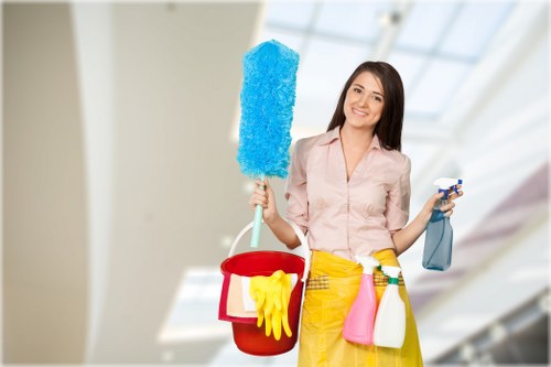 Carpet cleaning equipment working on a living room floor